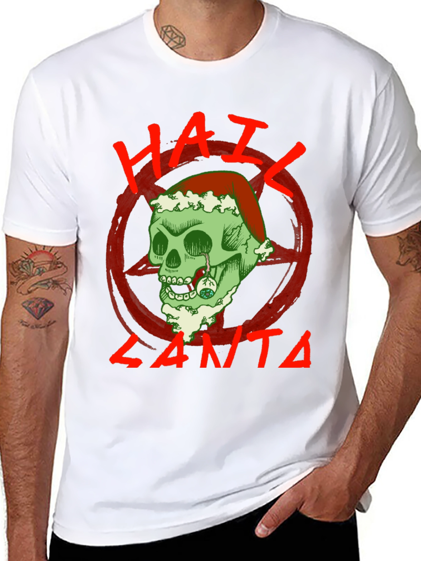 Hail Santa Skull T-Shirt - Holiday Grunge Style