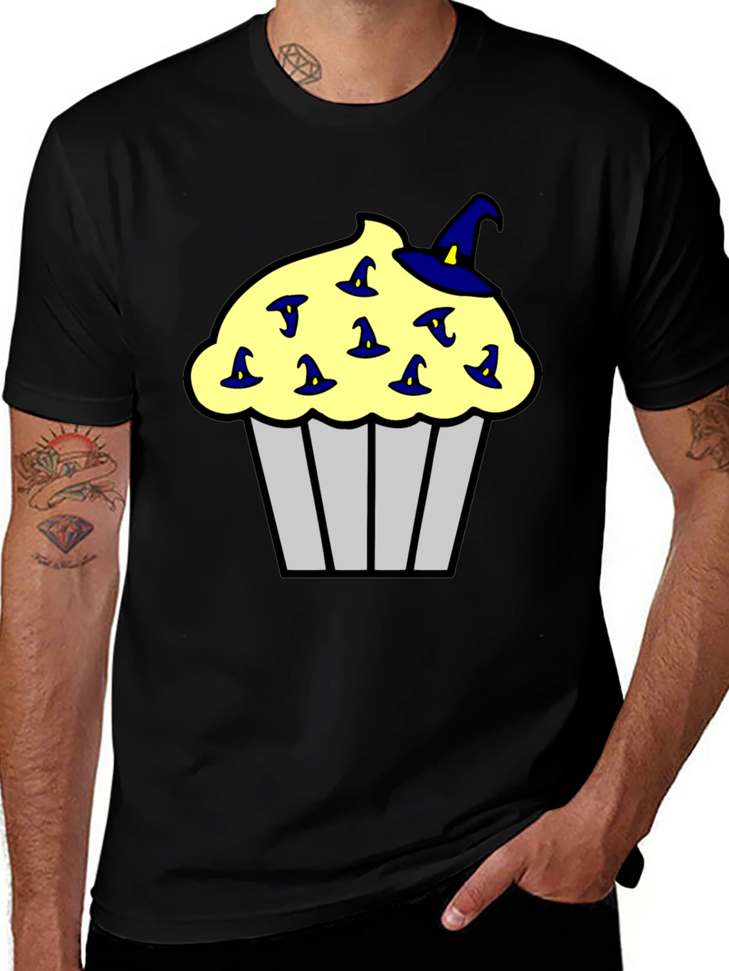 Cupcake Witch Hats Mens Black T-Shirt