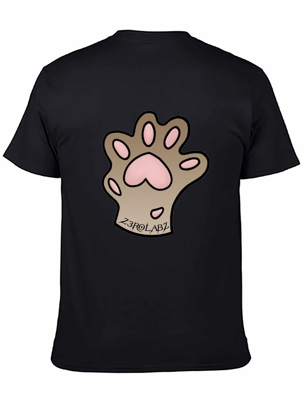 Mens Black Graphic Tee - Cat Paw Print