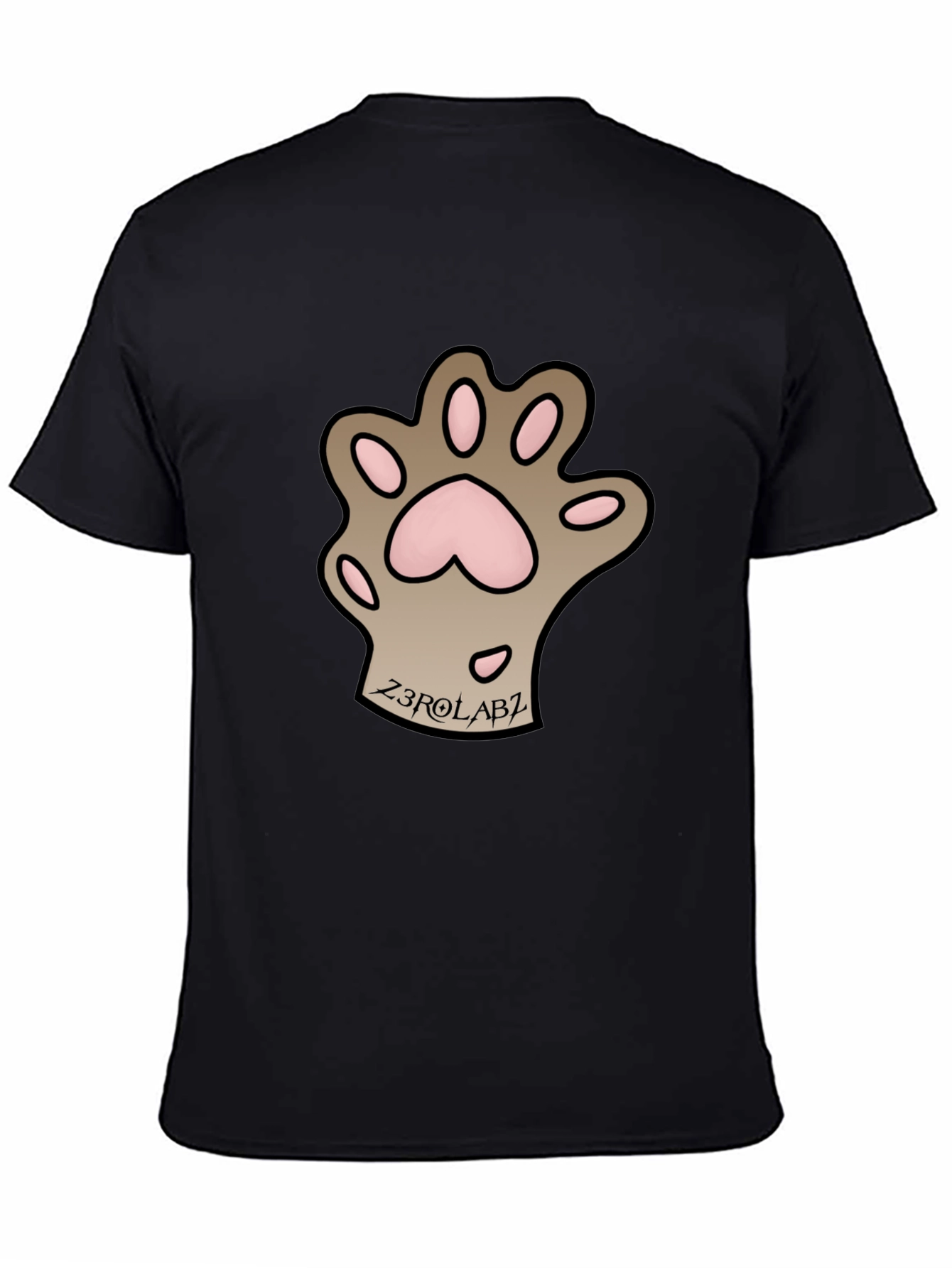 Mens Black Graphic Tee - Cat Paw Print