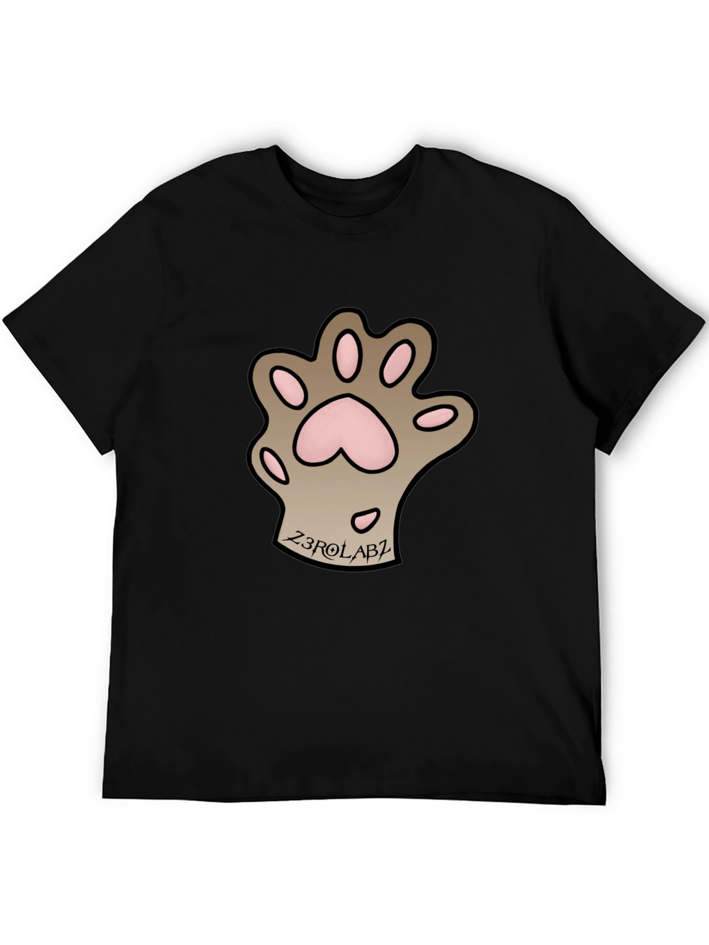 Mens Black Graphic Tee - Cat Paw Print