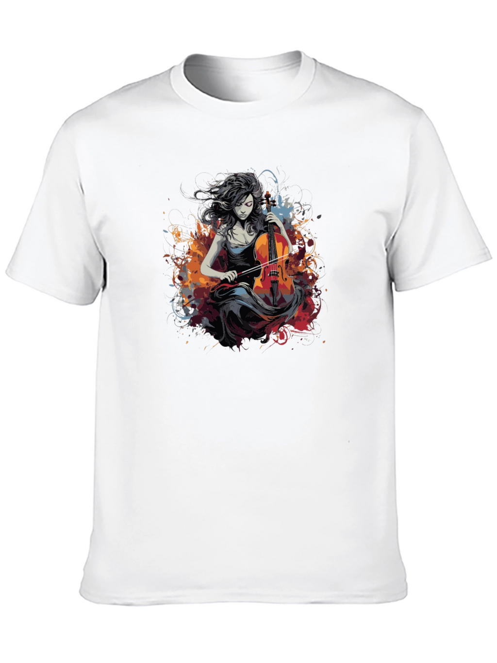 Cello Woman Black Tee - Artsy Design