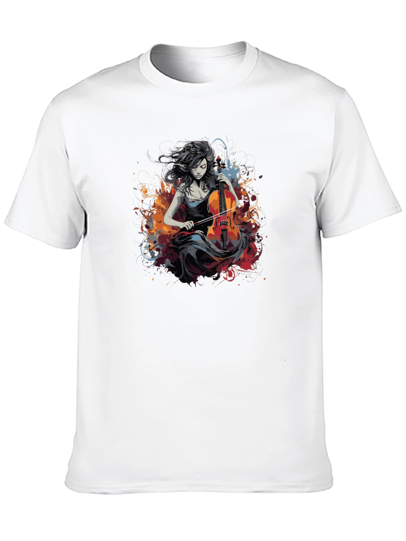 Cello Woman Black Tee - Artsy Design