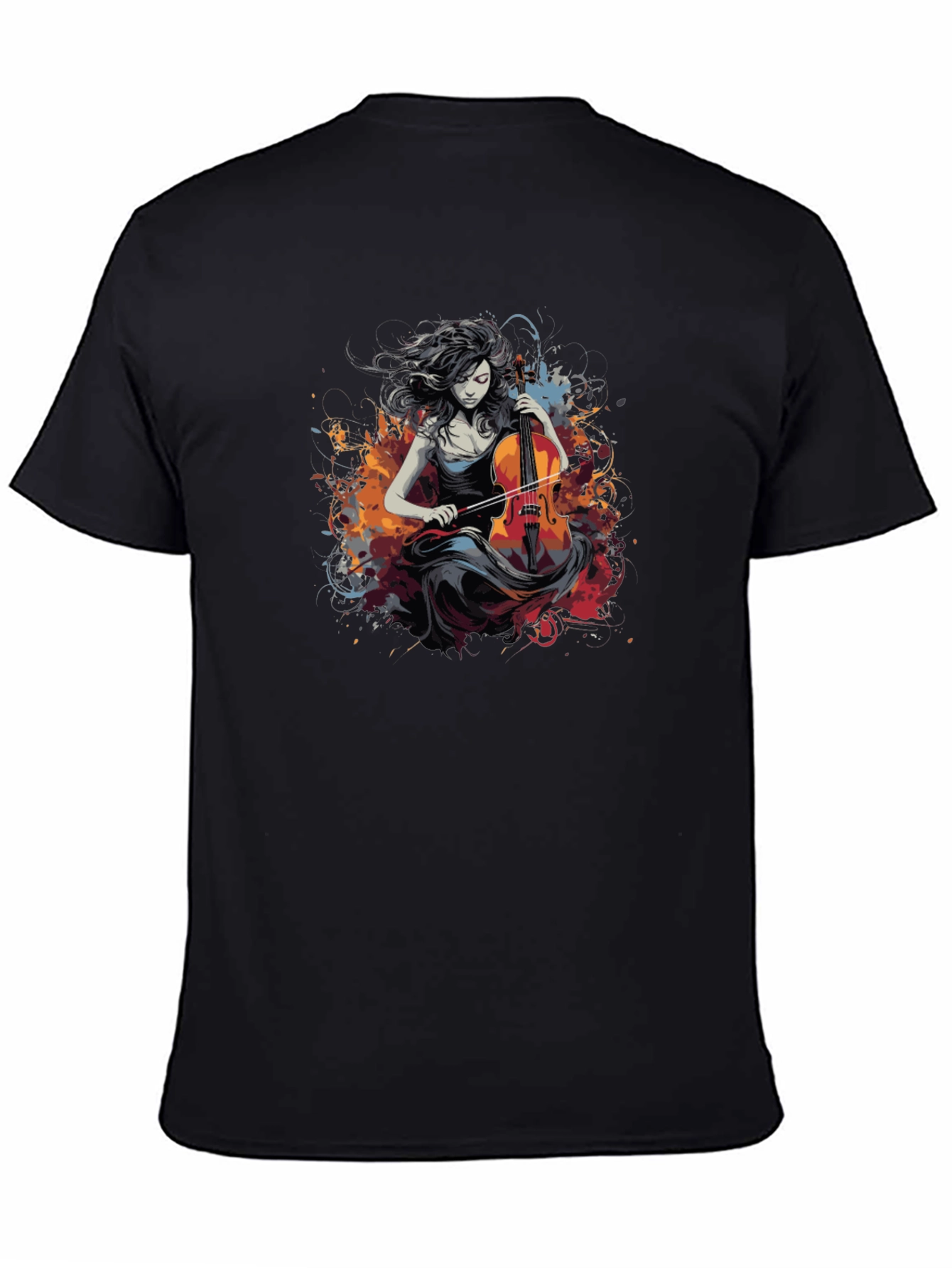 Cello Woman Black Tee - Artsy Design