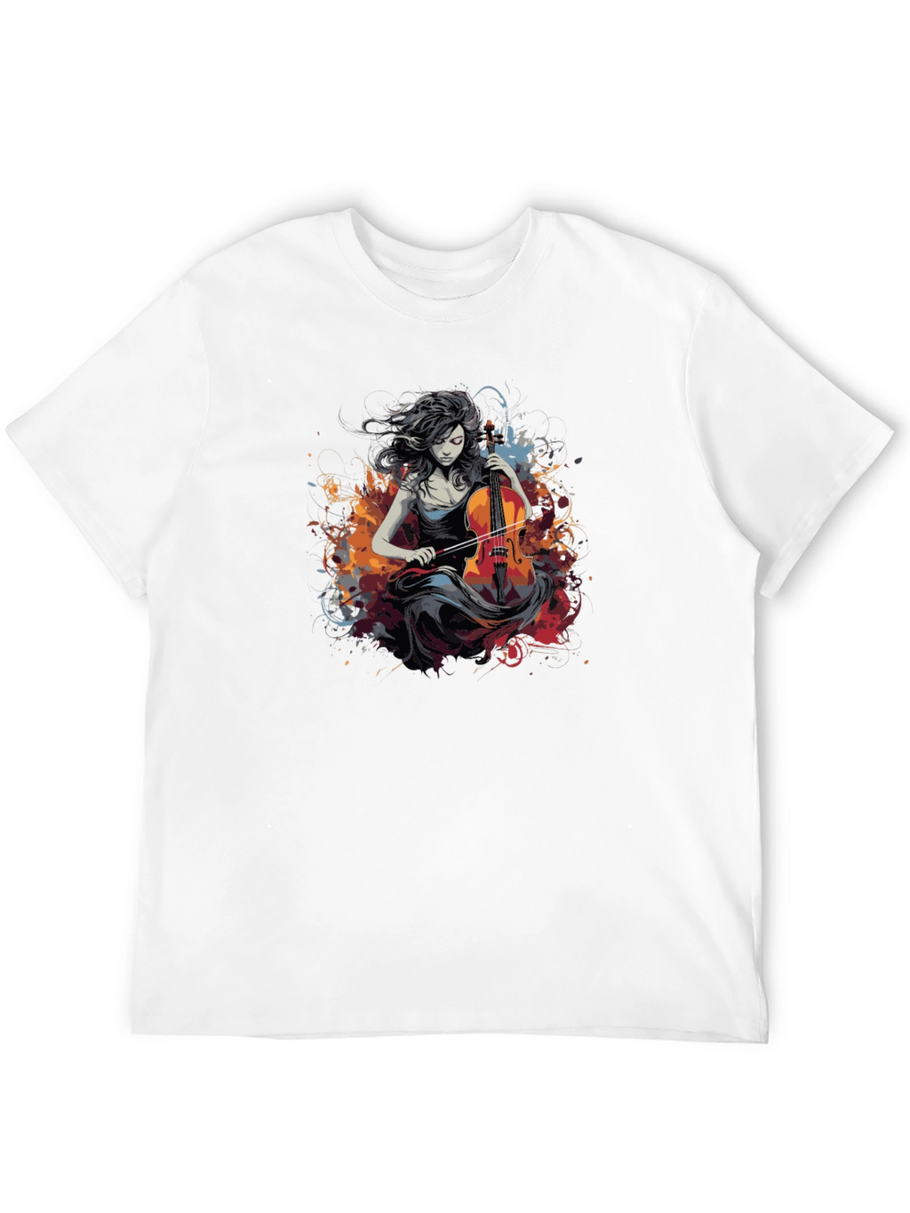 Cello Woman Black Tee - Artsy Design