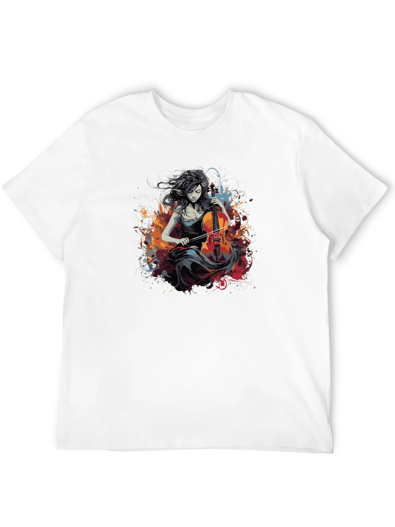 Cello Woman Black Tee - Artsy Design