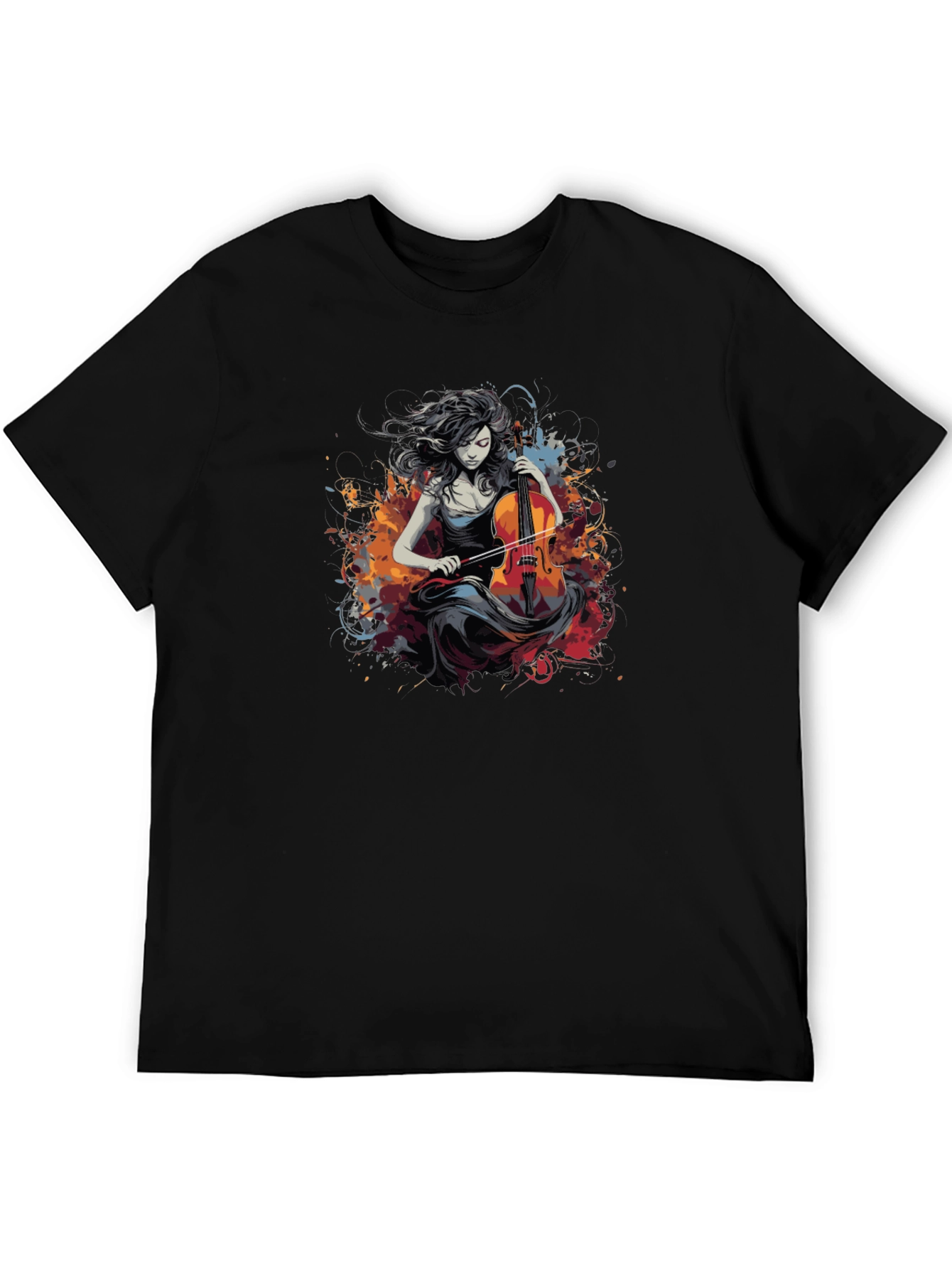 Cello Woman Black Tee - Artsy Design