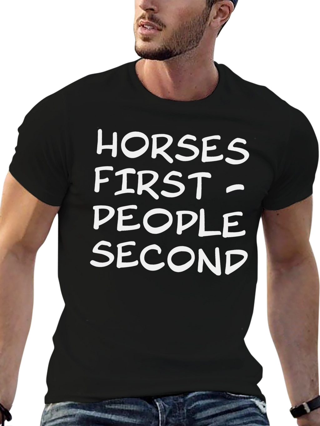 Horses First - People Second Black T-Shirt