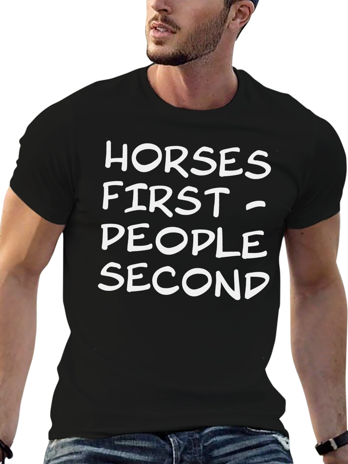 Horses First - People Second Black T-Shirt