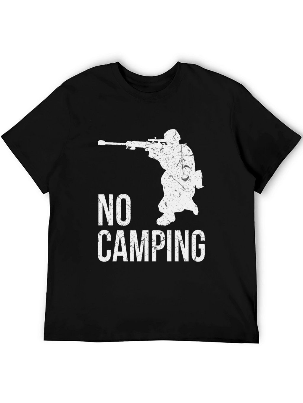No Camping Sniper Graphic Tee - Black Cotton