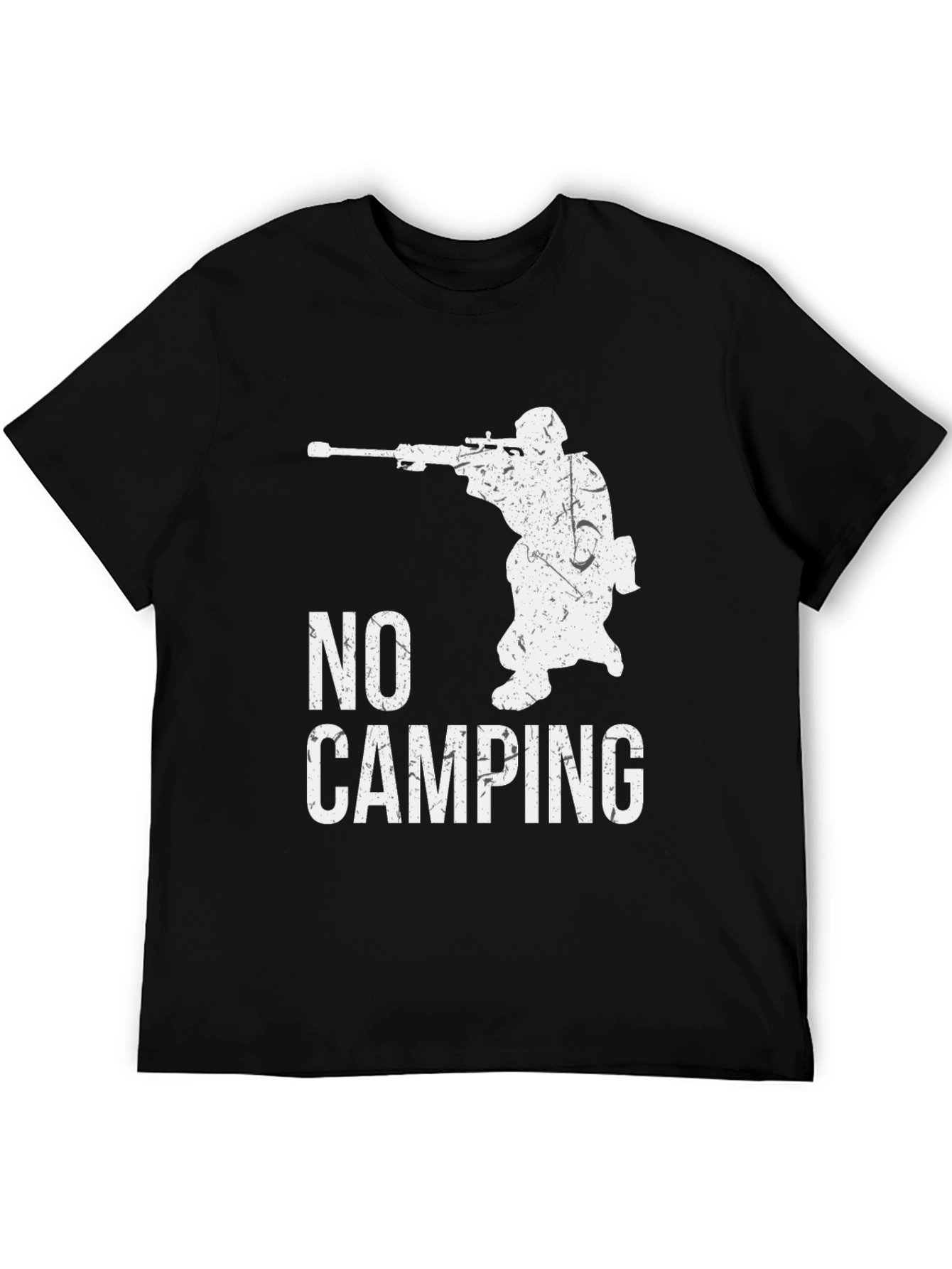 No Camping Sniper Graphic Tee - Black Cotton