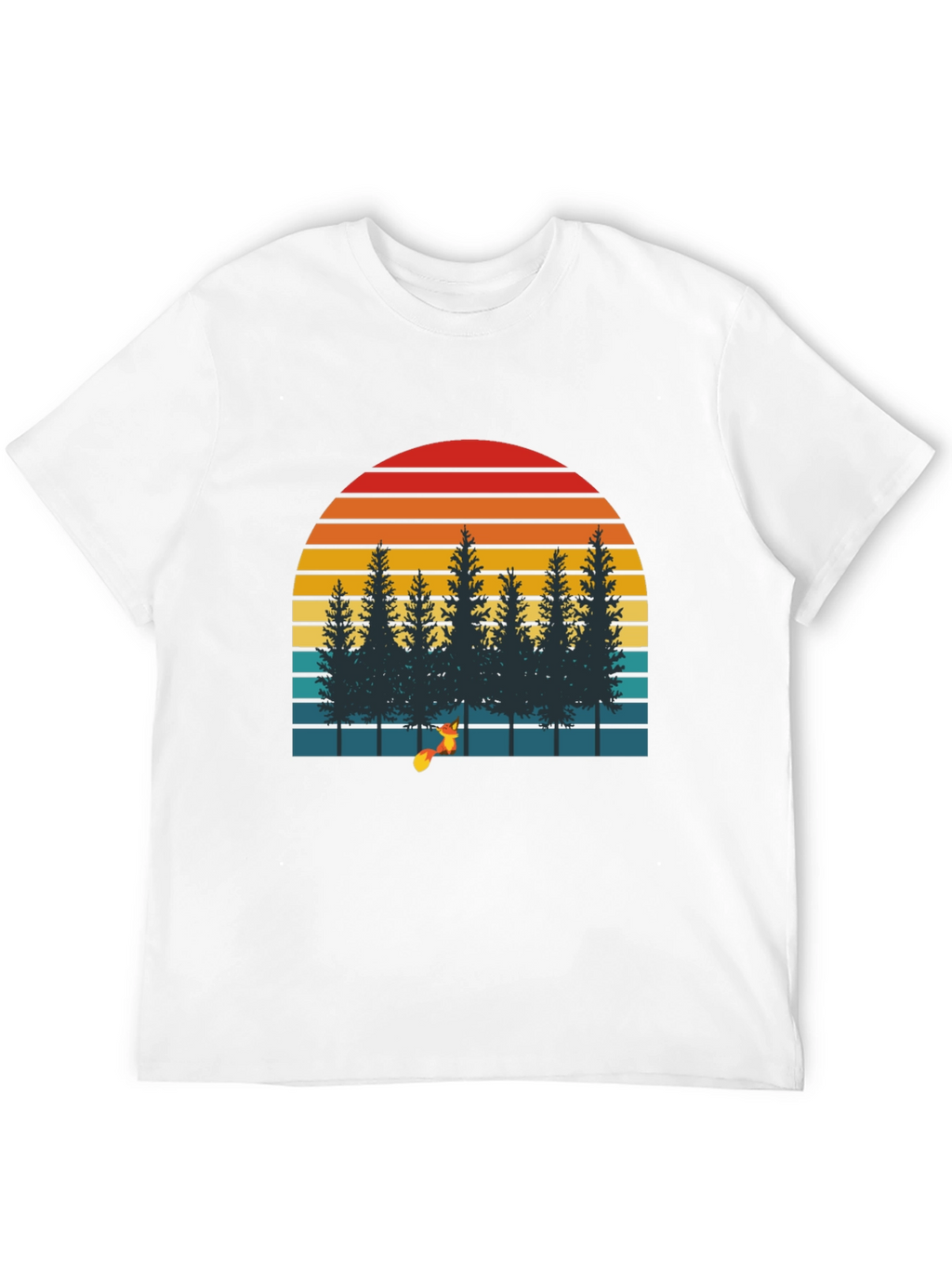 Retro Sunset Forest Fox Graphic T-Shirt