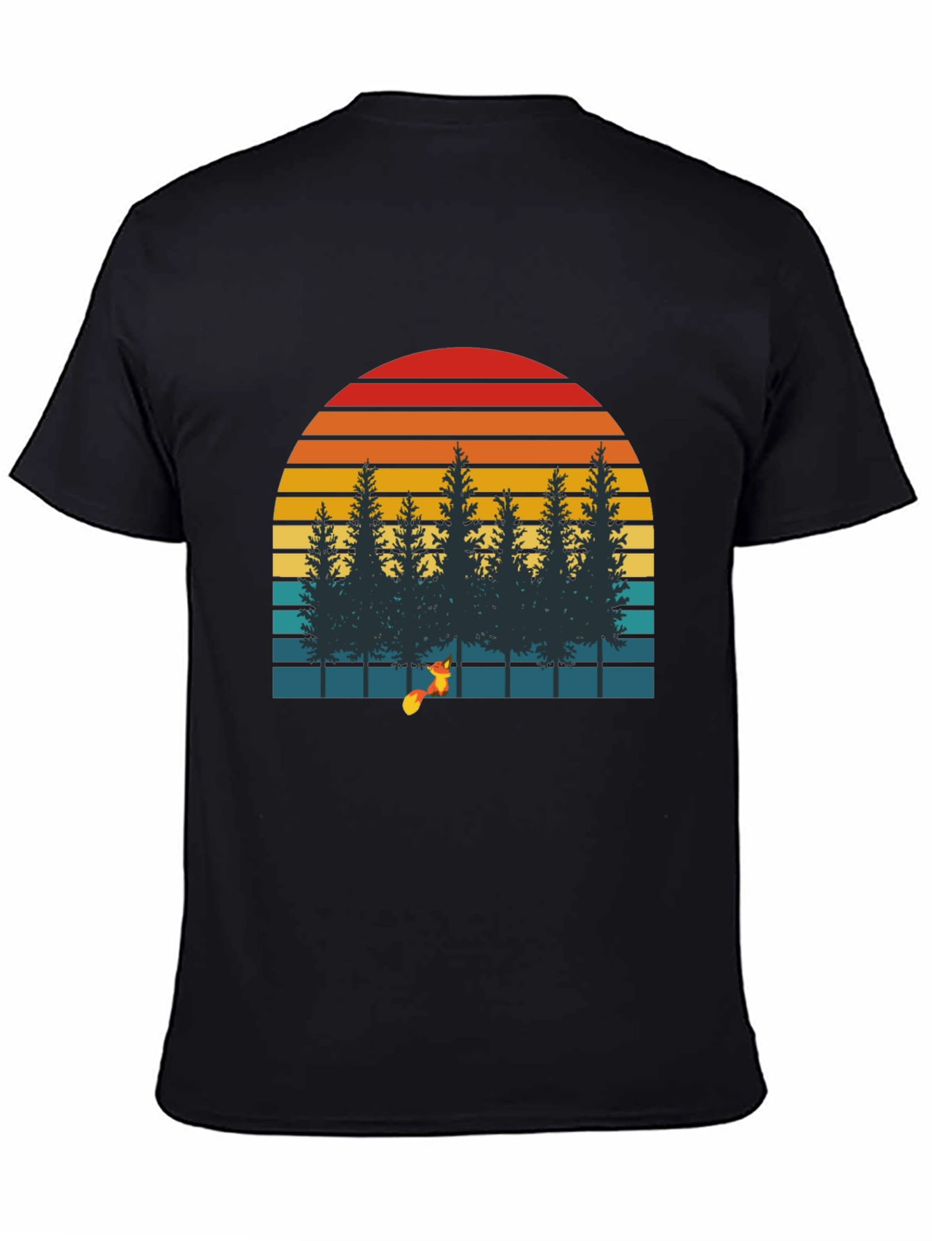 Retro Sunset Forest Fox Graphic T-Shirt