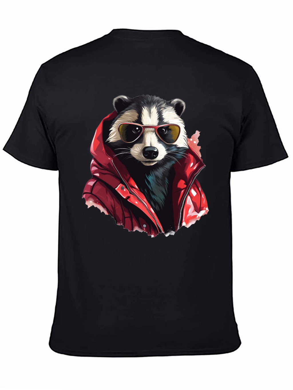 Raccoon in Red Jacket Graphic T-Shirt
