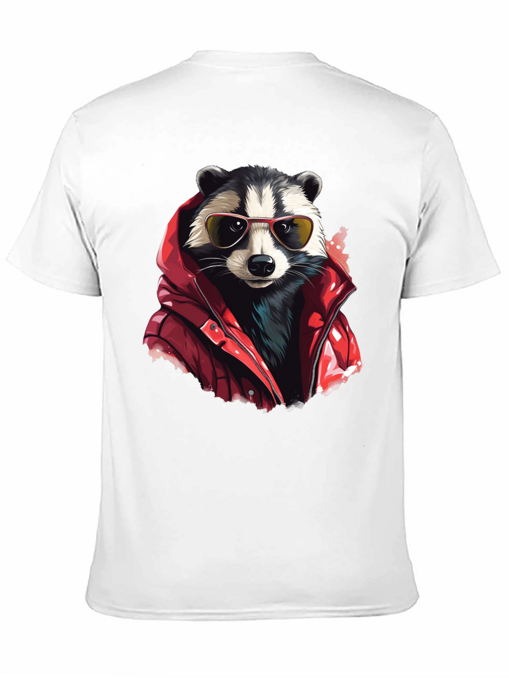 Raccoon in Red Jacket Graphic T-Shirt