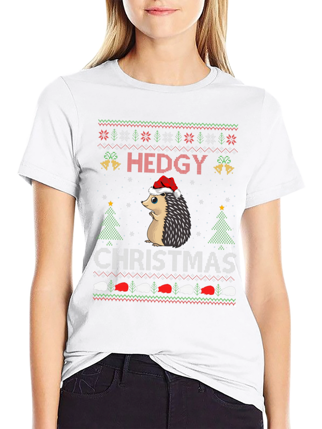 Hedgy Christmas T-Shirt - Ugly Sweater Style
