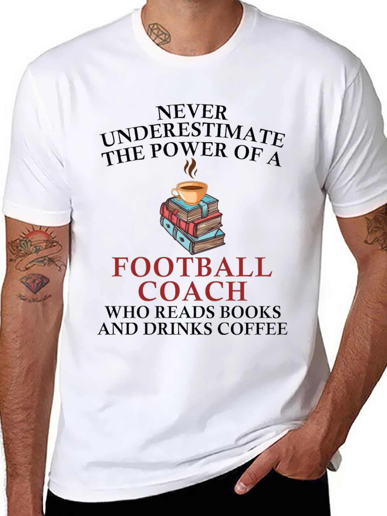 Football Coach Books and Coffee T-Shirt