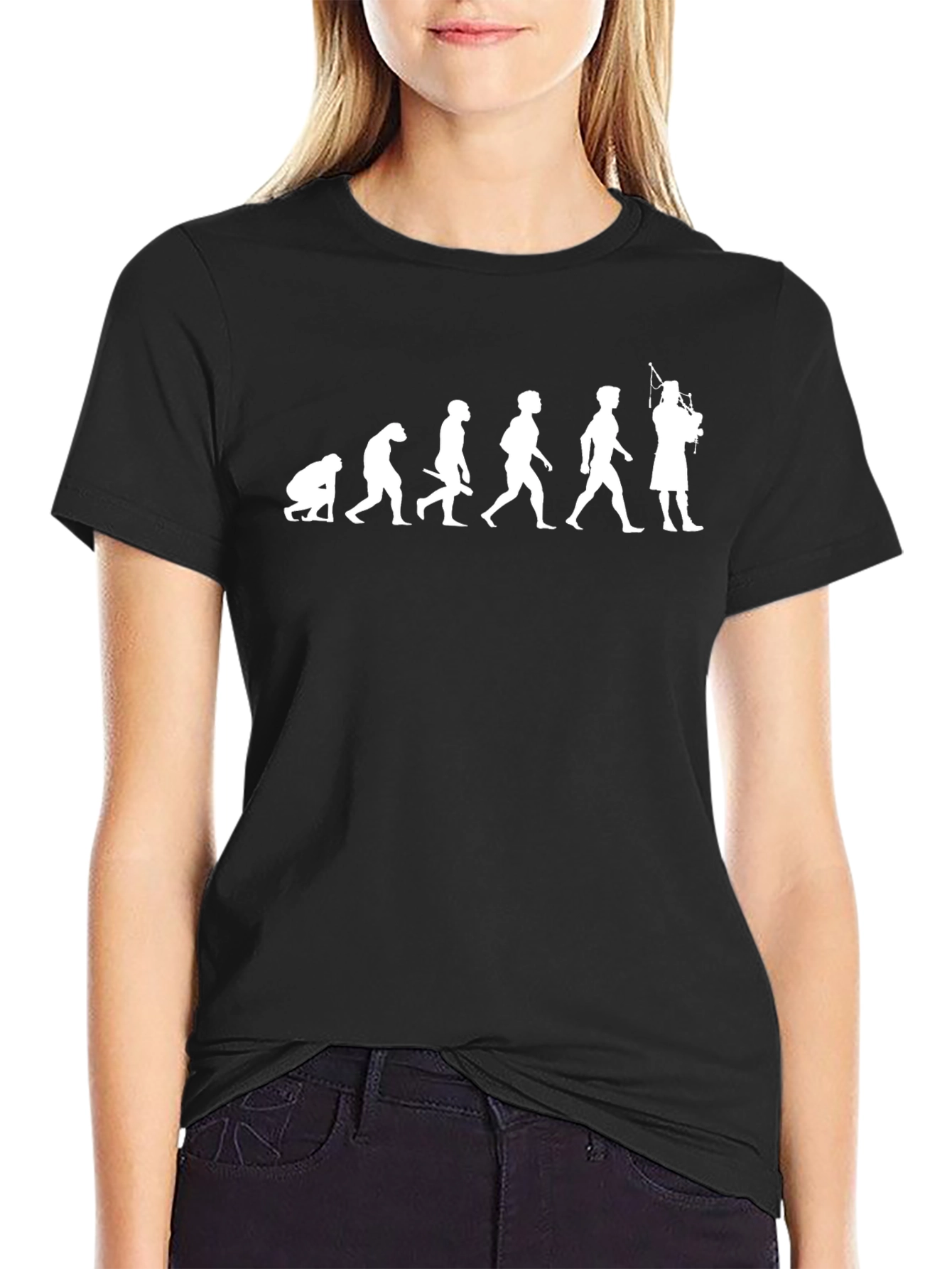 Evolution Bagpipe Player T-Shirt - Black