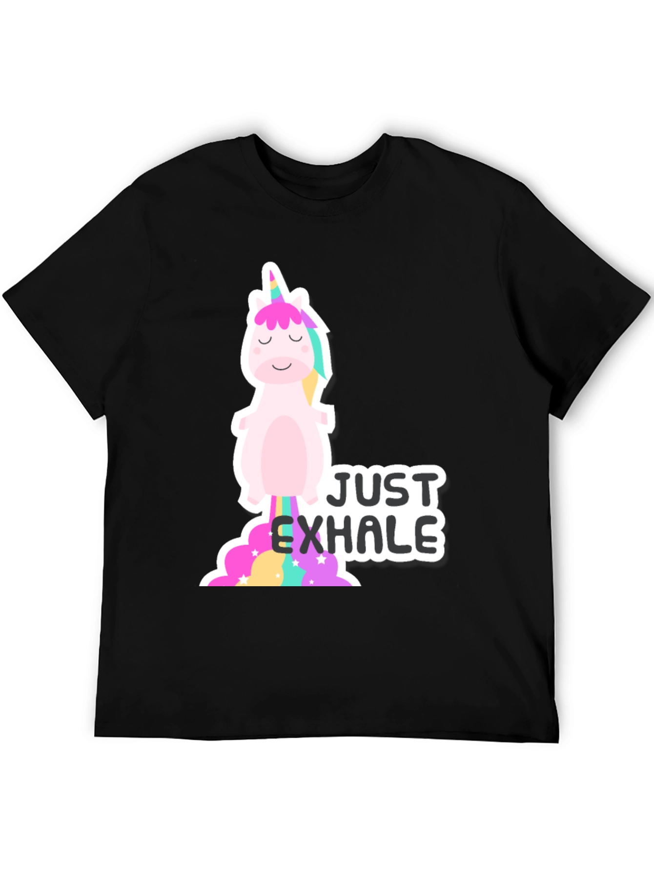 Just Exhale Unicorn T-Shirt - Black Cotton Tee