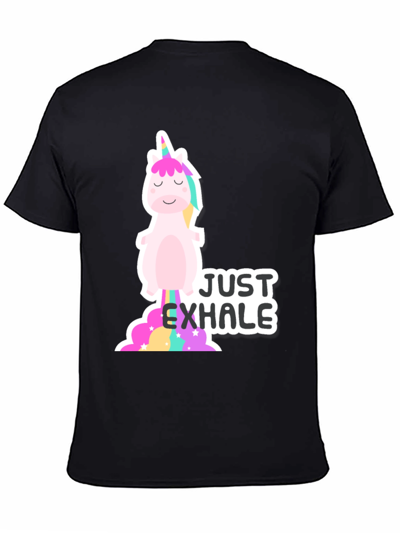 Just Exhale Unicorn T-Shirt - Black Cotton Tee