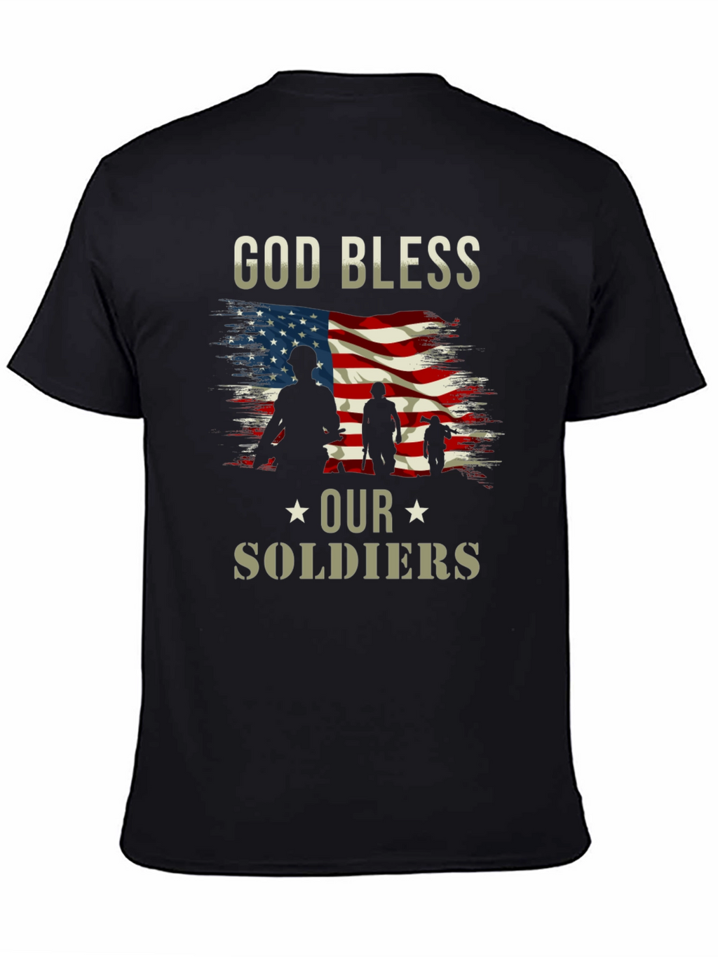 God Bless Our Soldiers American Flag T-Shirt