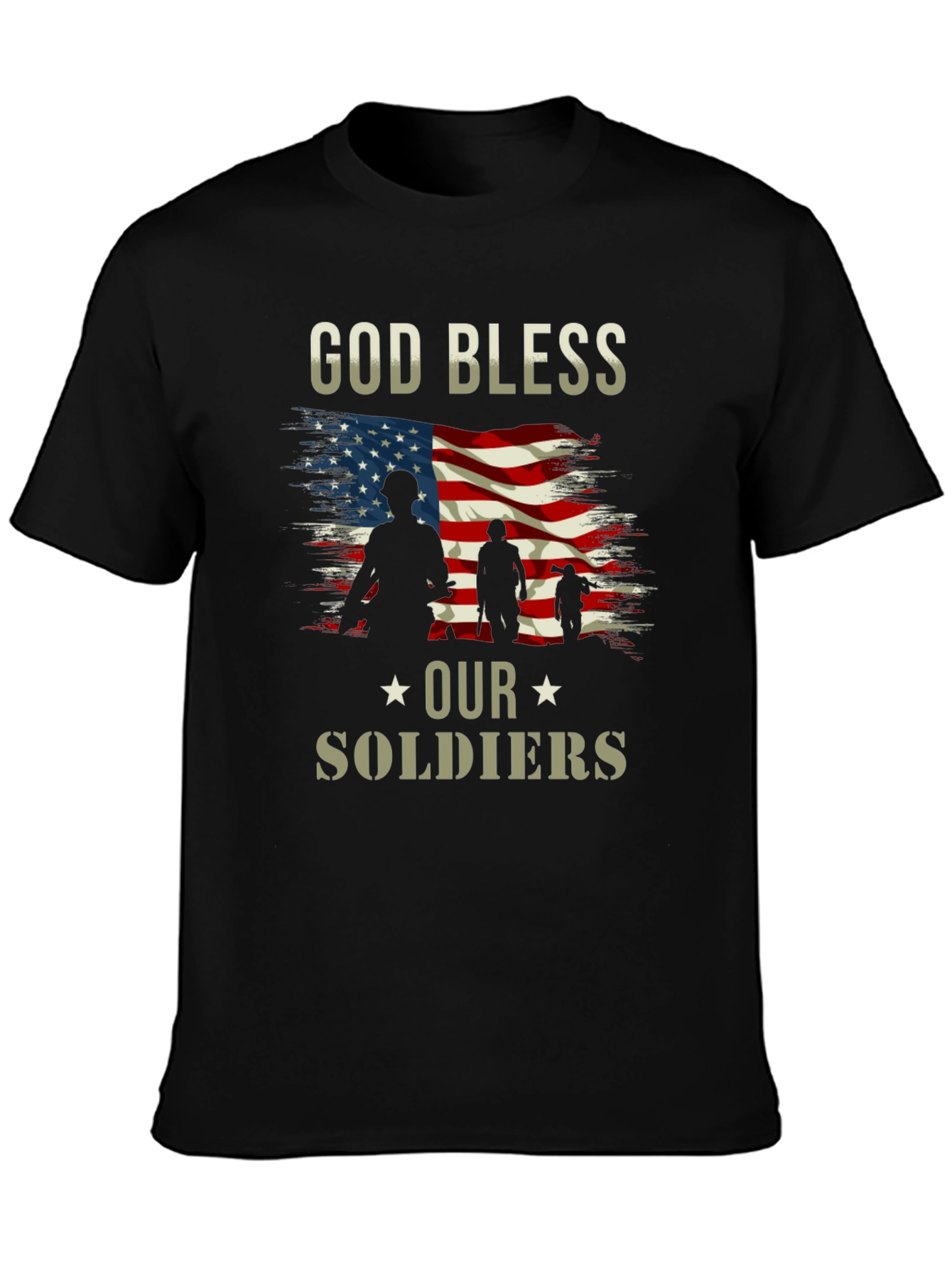 God Bless Our Soldiers American Flag T-Shirt
