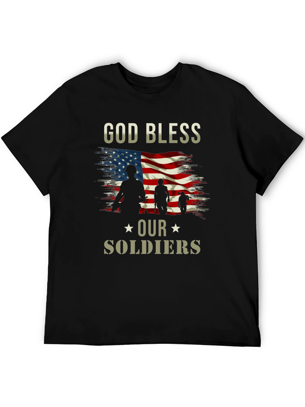 God Bless Our Soldiers American Flag T-Shirt