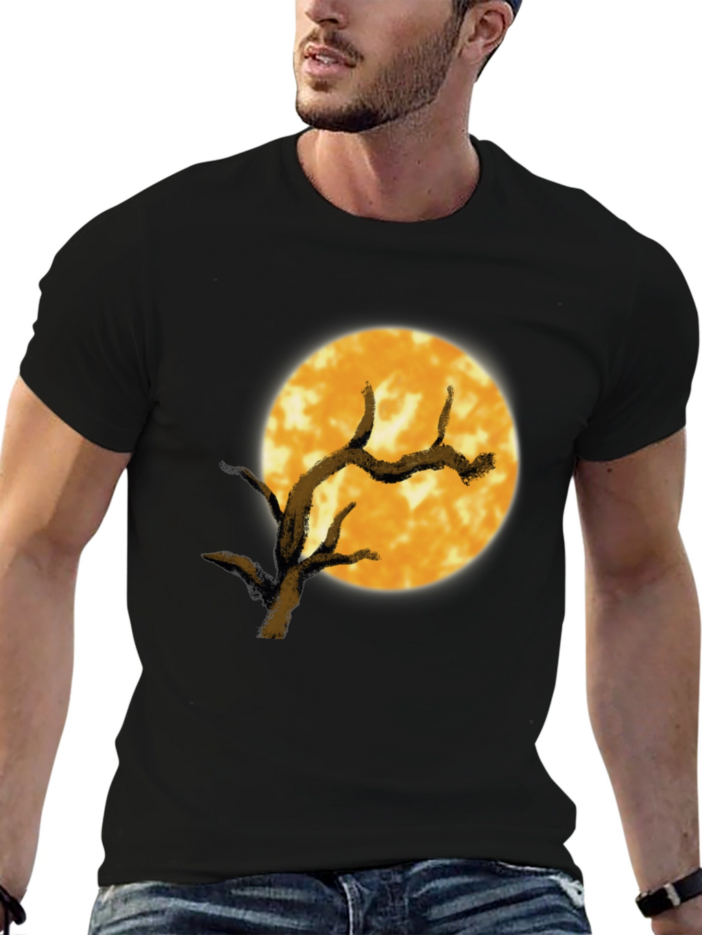 Full Moon Tree Graphic Tee - Black
