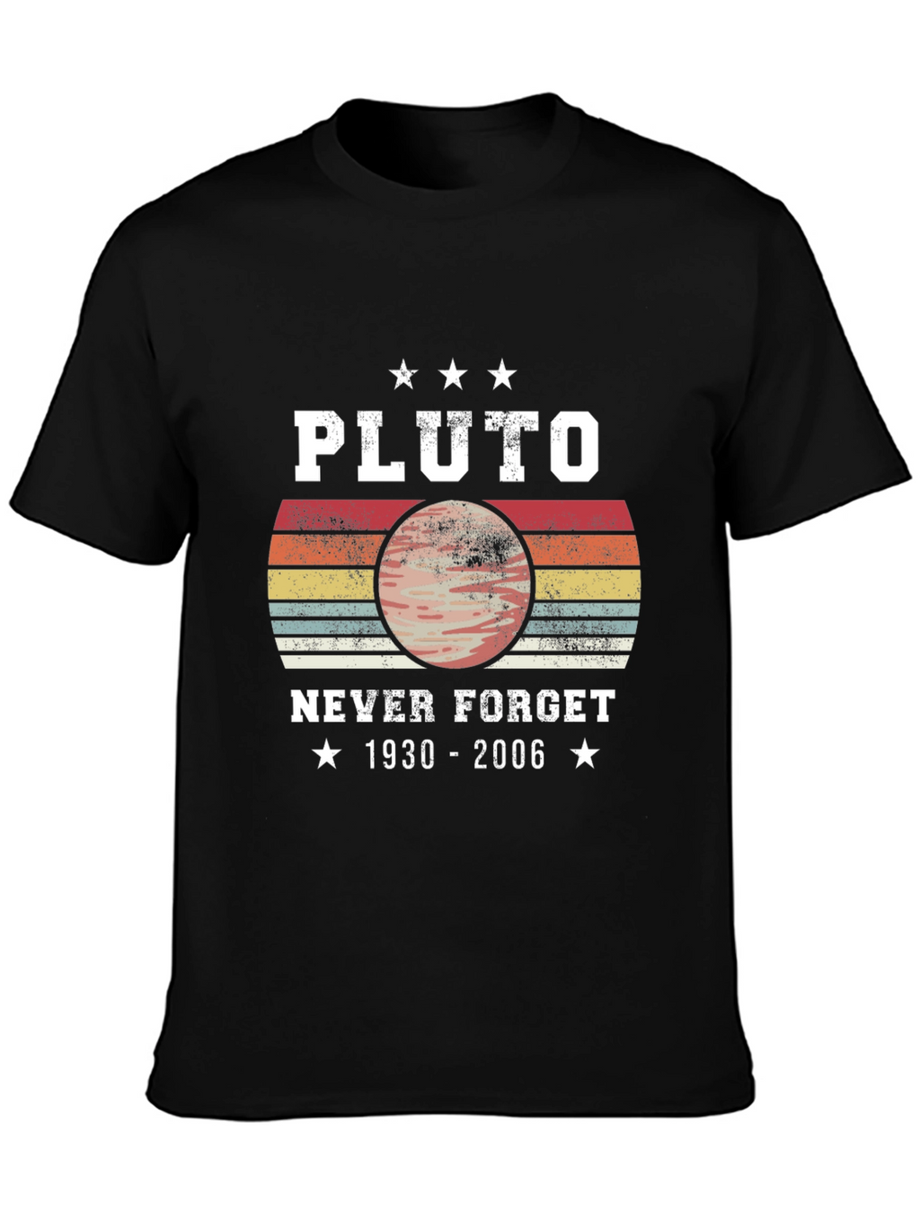 Pluto Never Forget T-Shirt Retro Style Black