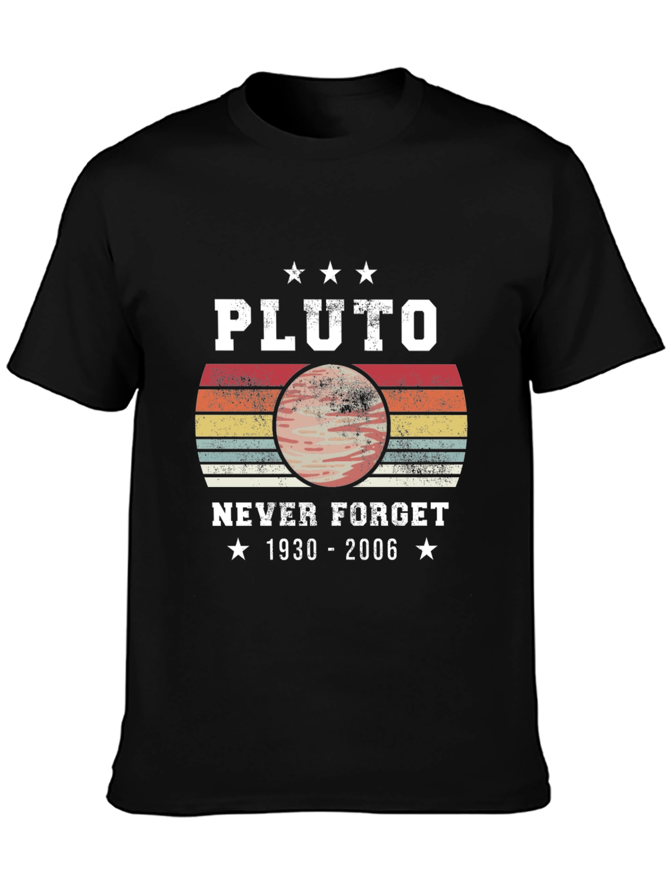 Pluto Never Forget T-Shirt Retro Style Black