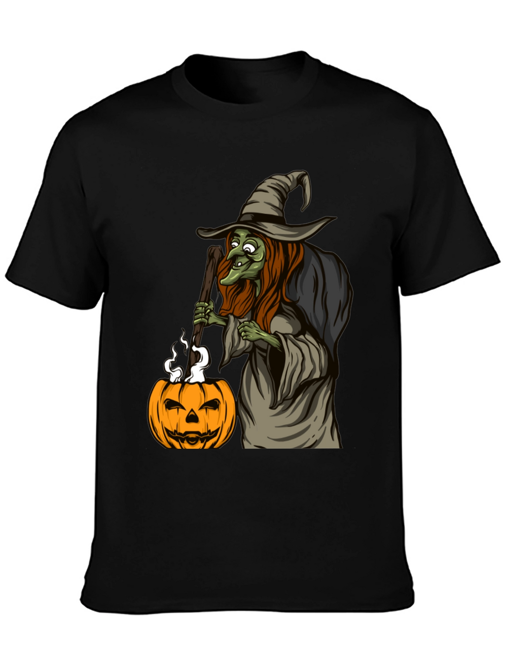 Witch & Pumpkin Graphic Tee - Halloween T-Shirt