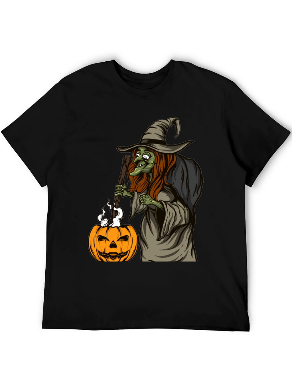 Witch & Pumpkin Graphic Tee - Halloween T-Shirt