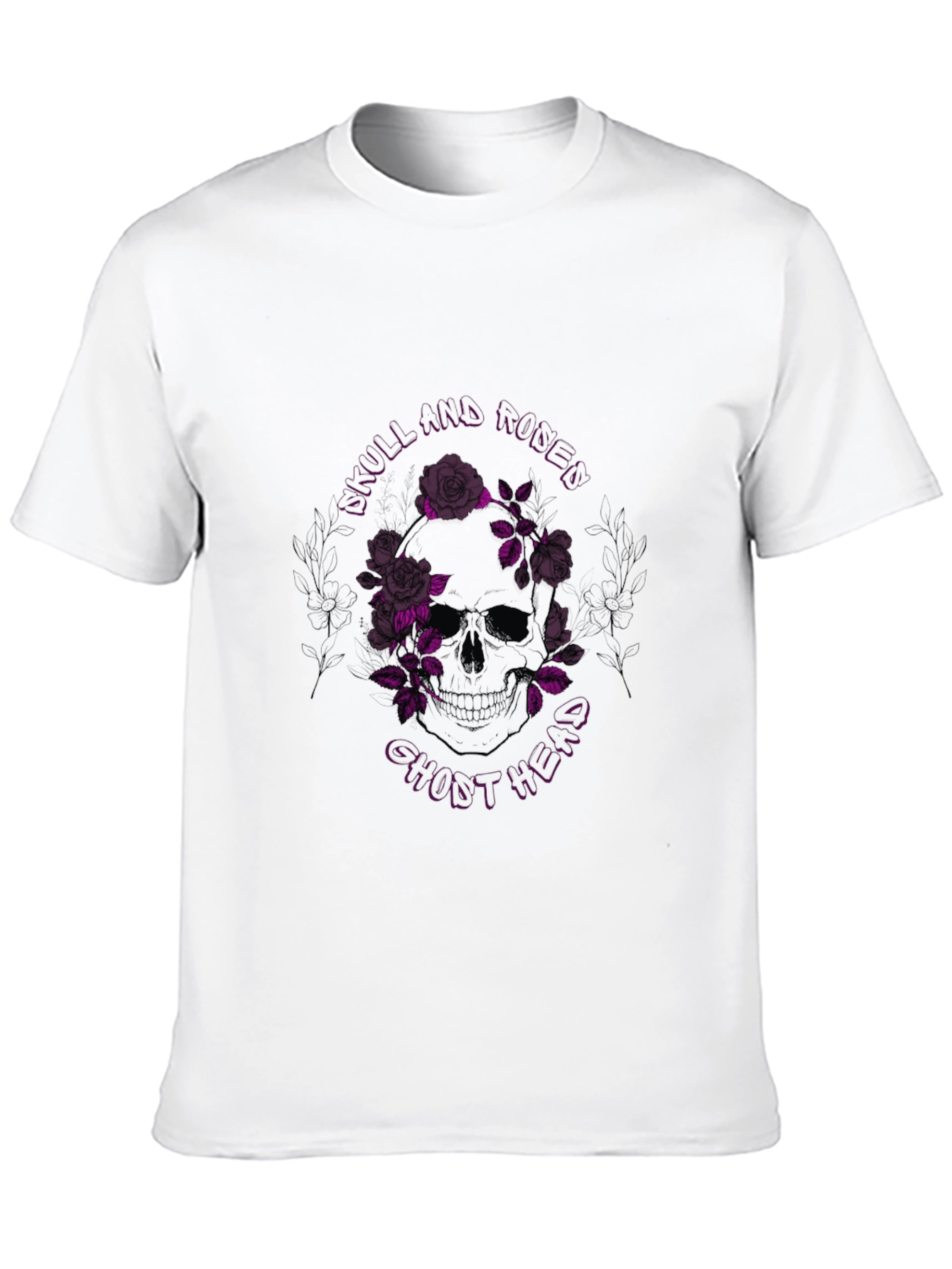Skull & Roses Graphic Print Black T-Shirt