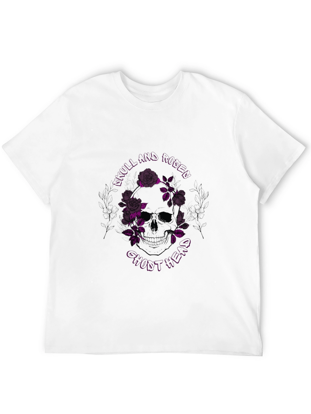 Skull & Roses Graphic Print Black T-Shirt