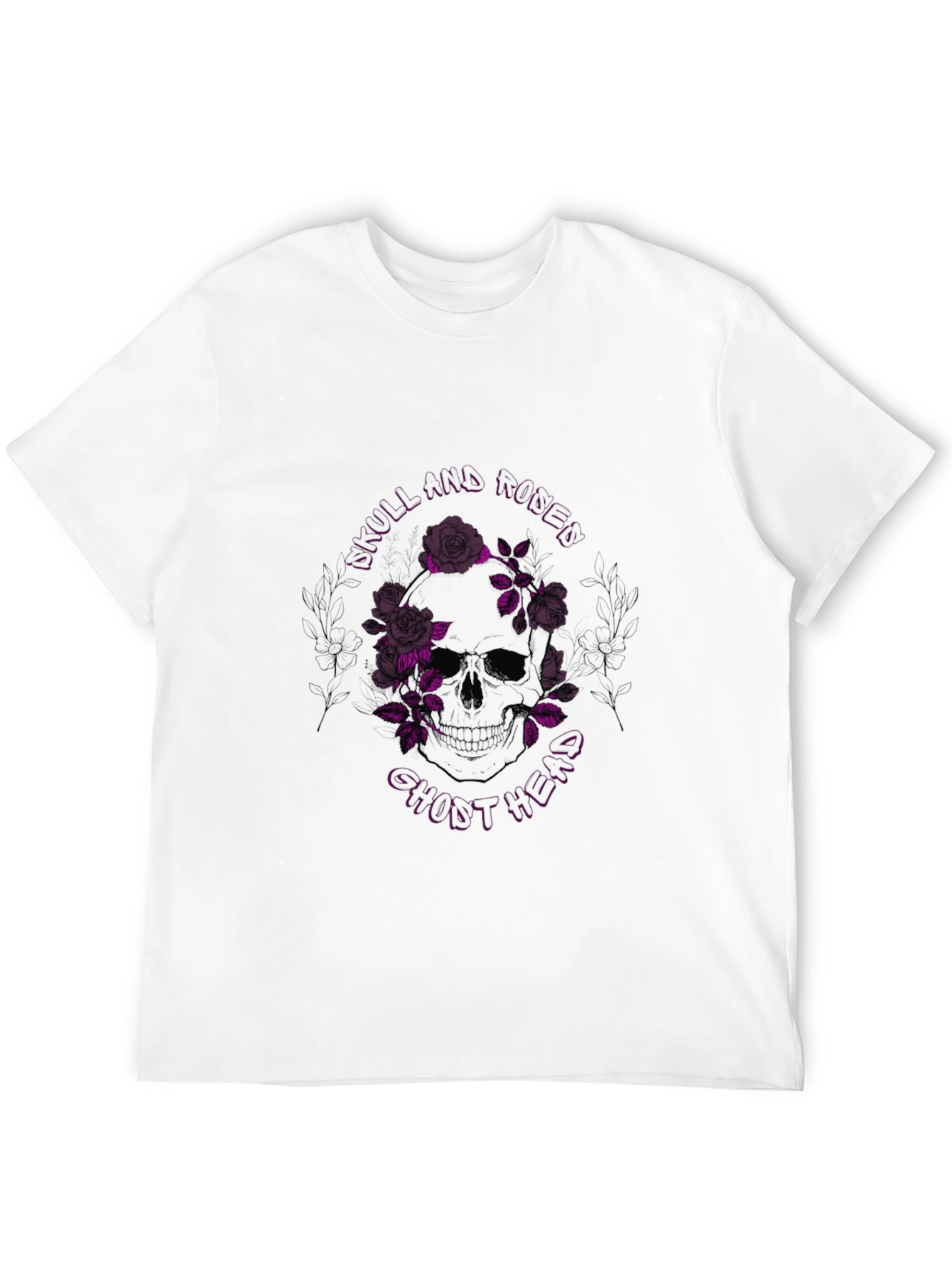 Skull & Roses Graphic Print Black T-Shirt