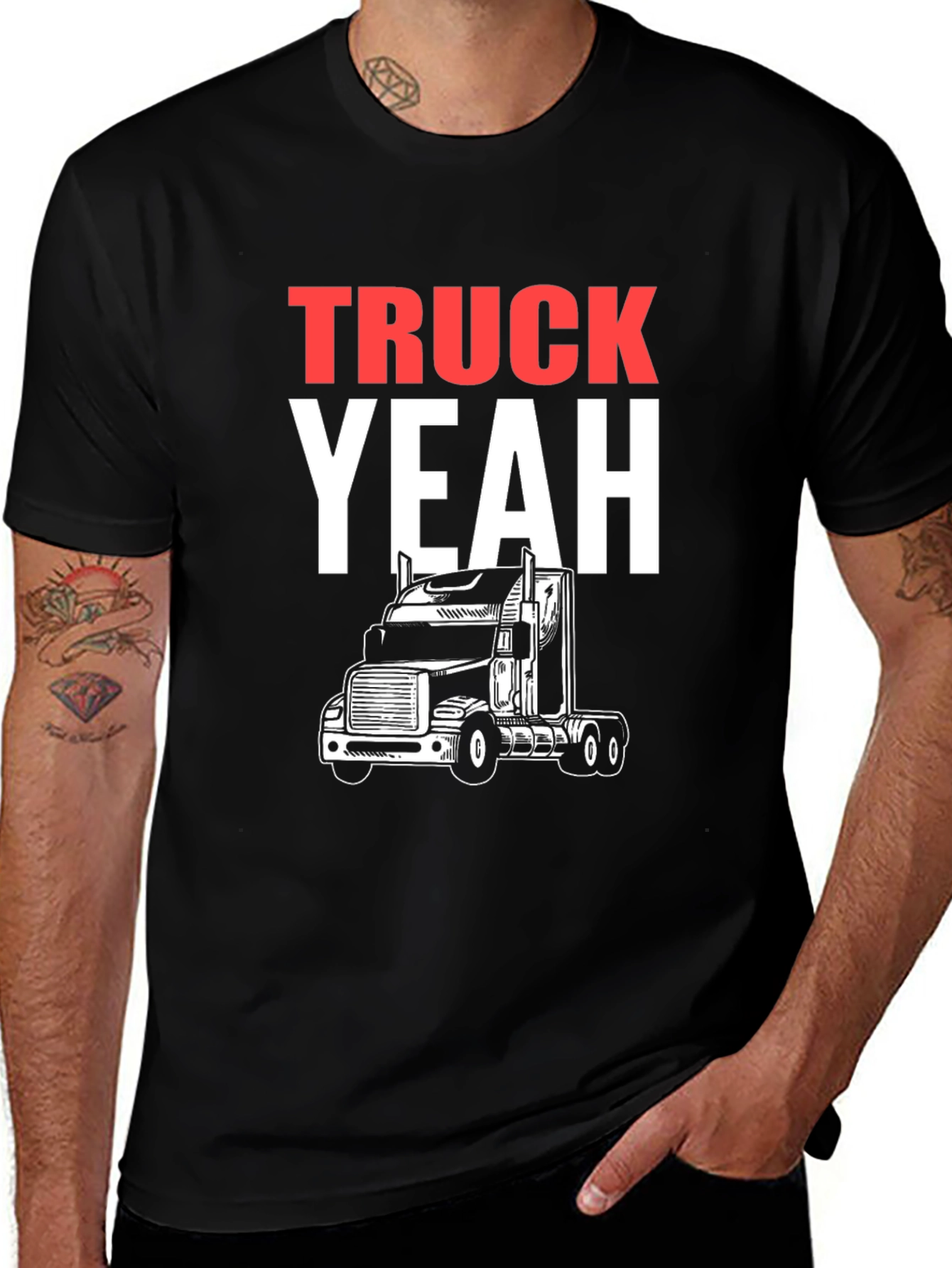Truck Yeah T-Shirt - Black Graphic Tee for Men