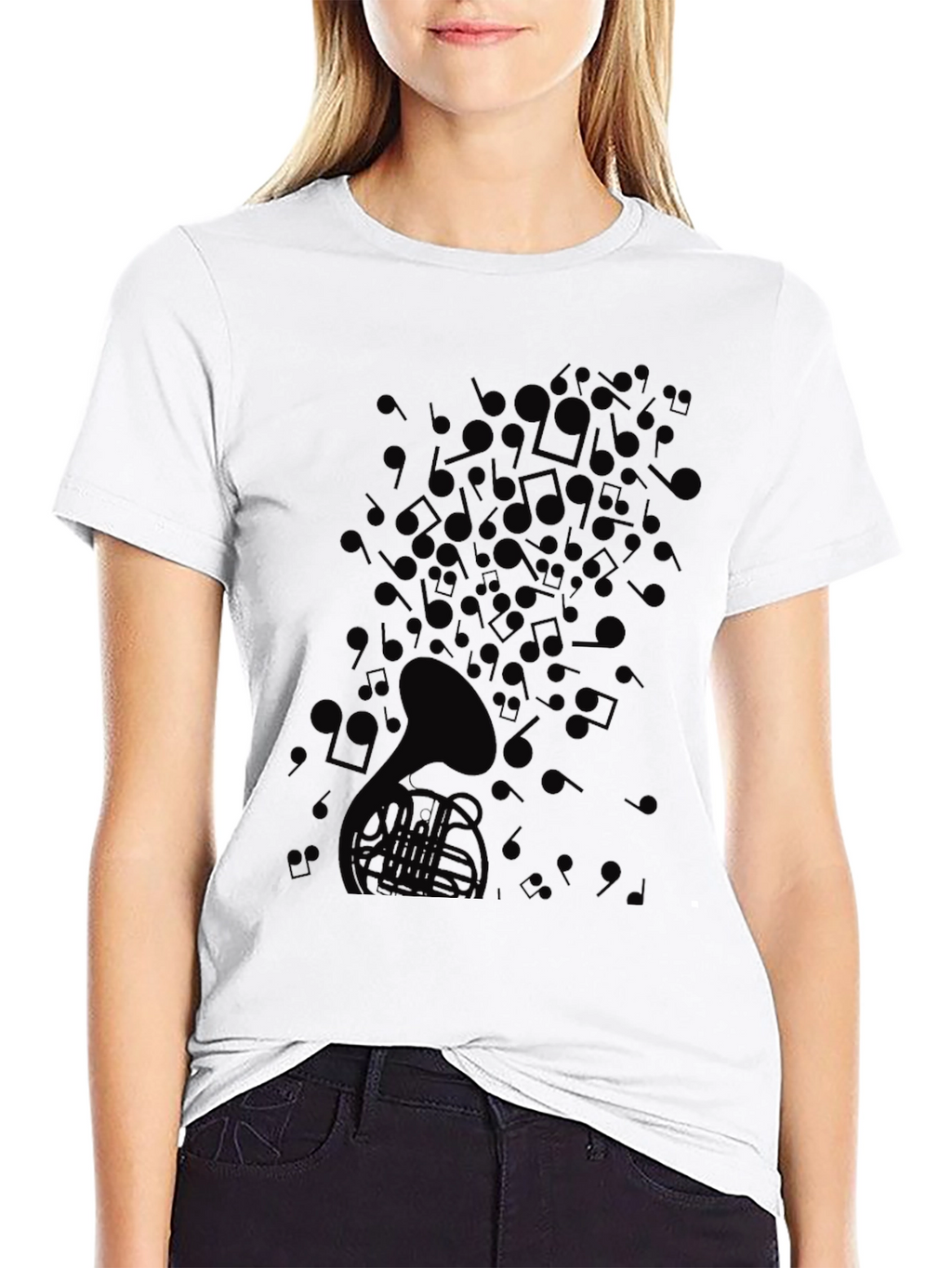 Mens Black Musical Note Graphic T-Shirt