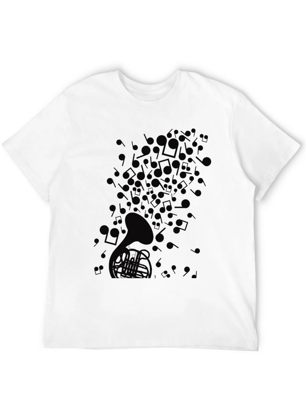 Mens Black Musical Note Graphic T-Shirt