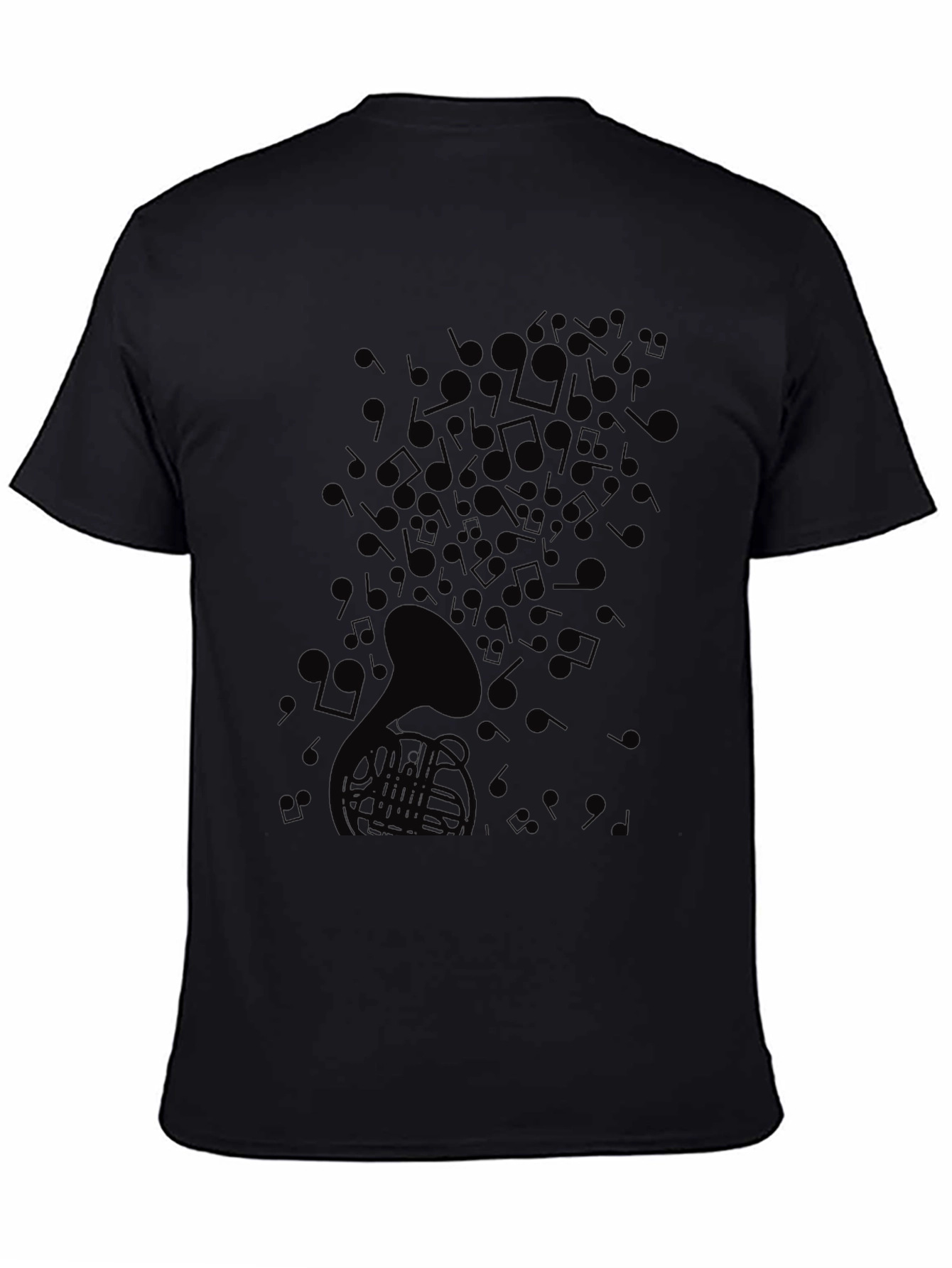 Mens Black Musical Note Graphic T-Shirt