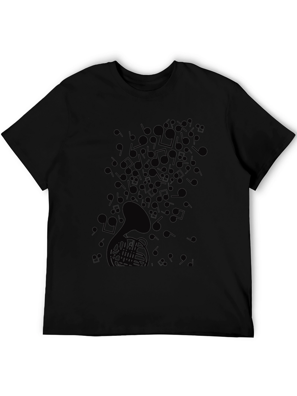 Mens Black Musical Note Graphic T-Shirt