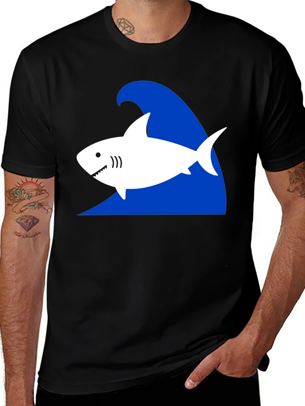 Shark Wave Graphic T-Shirt - Black