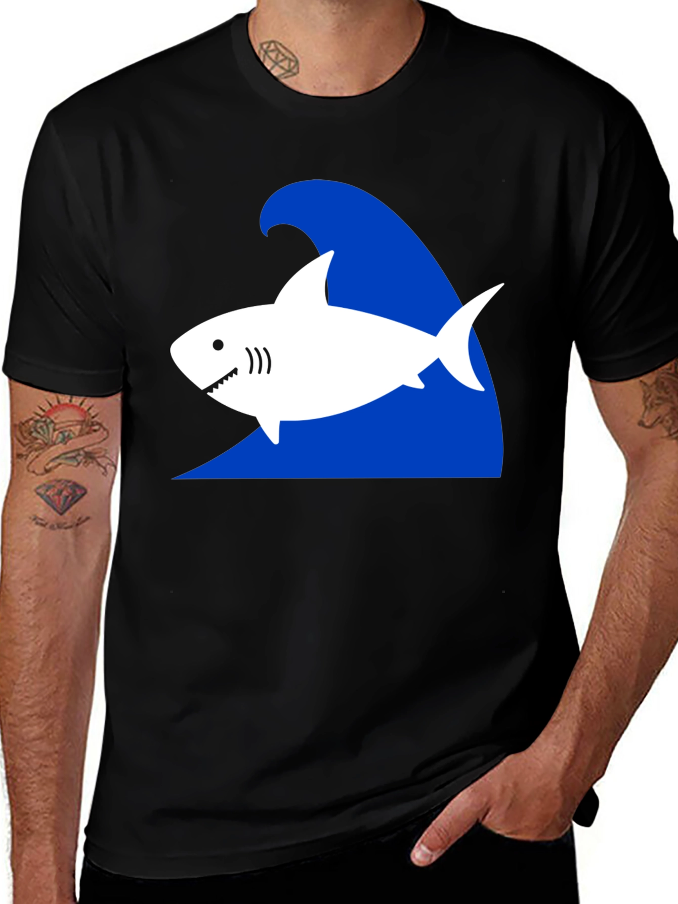 Shark Wave Graphic T-Shirt - Black