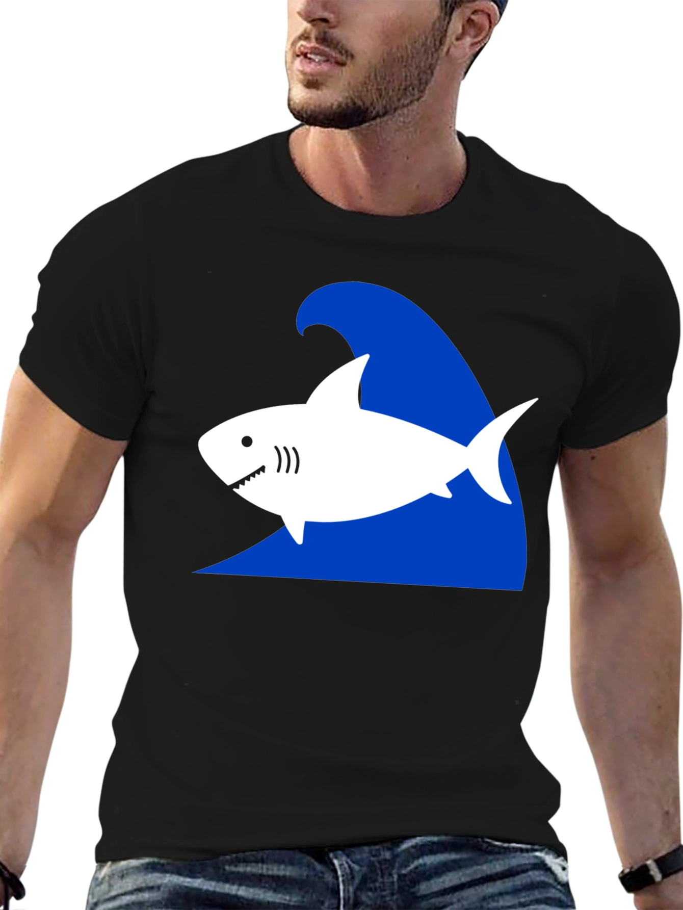 Shark Wave Graphic T-Shirt - Black