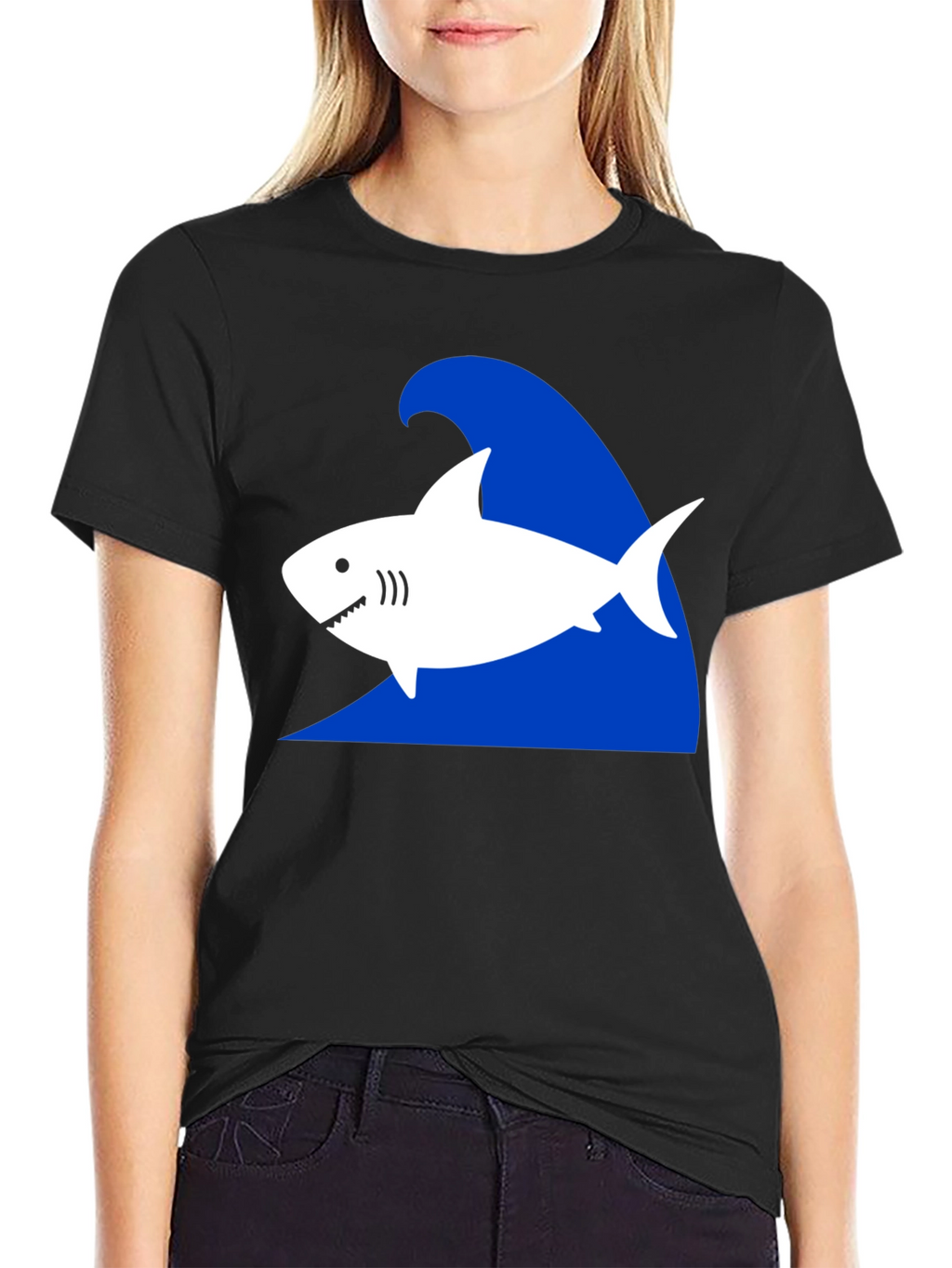 Shark Wave Graphic T-Shirt - Black