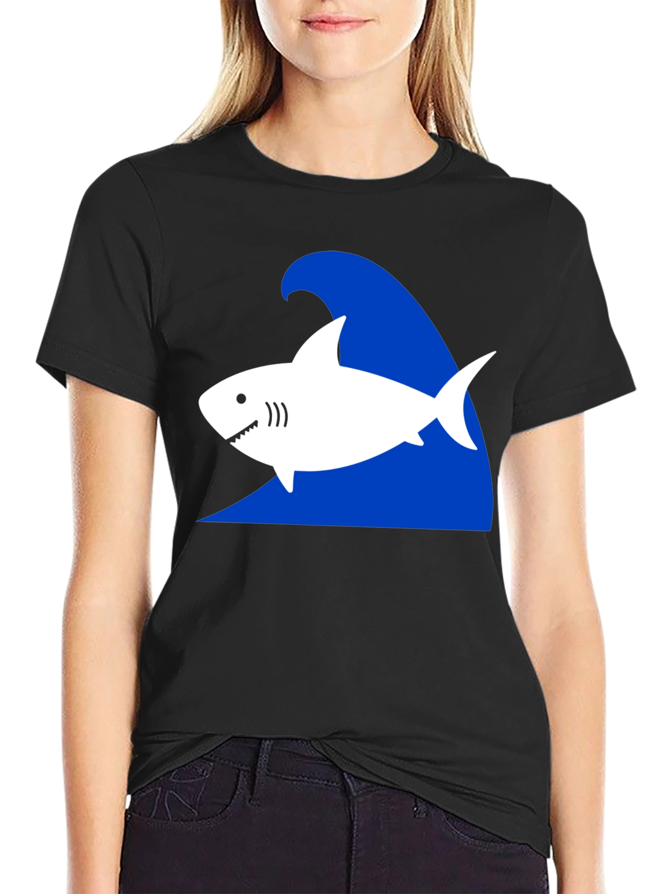 Shark Wave Graphic T-Shirt - Black