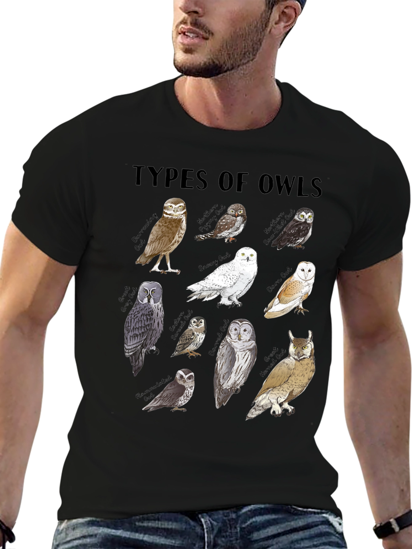 Types of Owls Graphic T-Shirt - Bird Lover Tee
