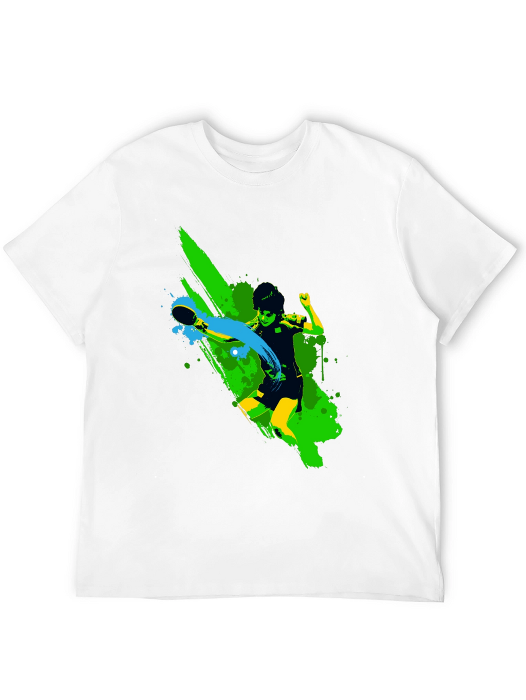 Ping Pong Player Graphic Black T-Shirt