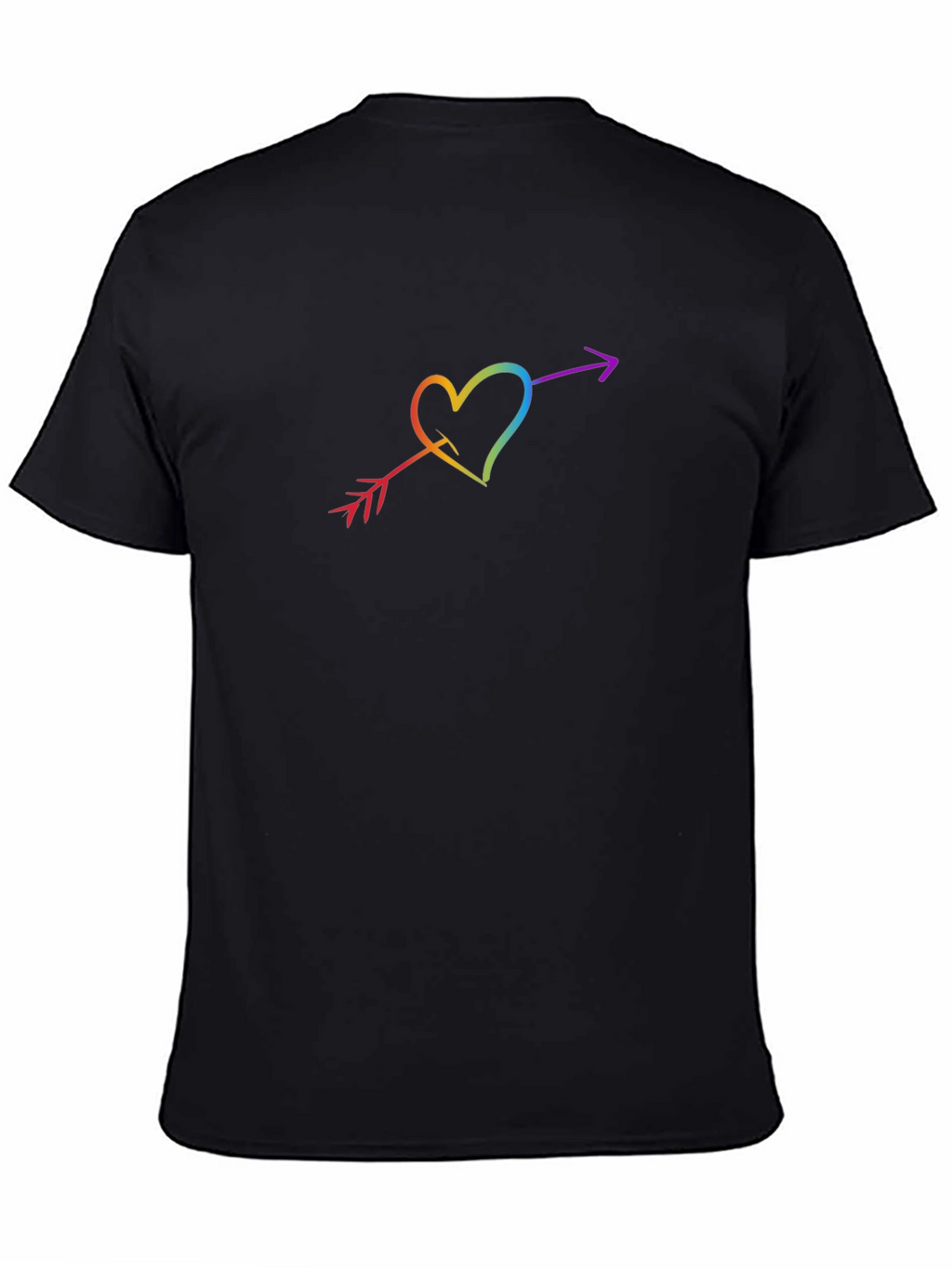 Rainbow Heart Arrow Graphic Black T-Shirt