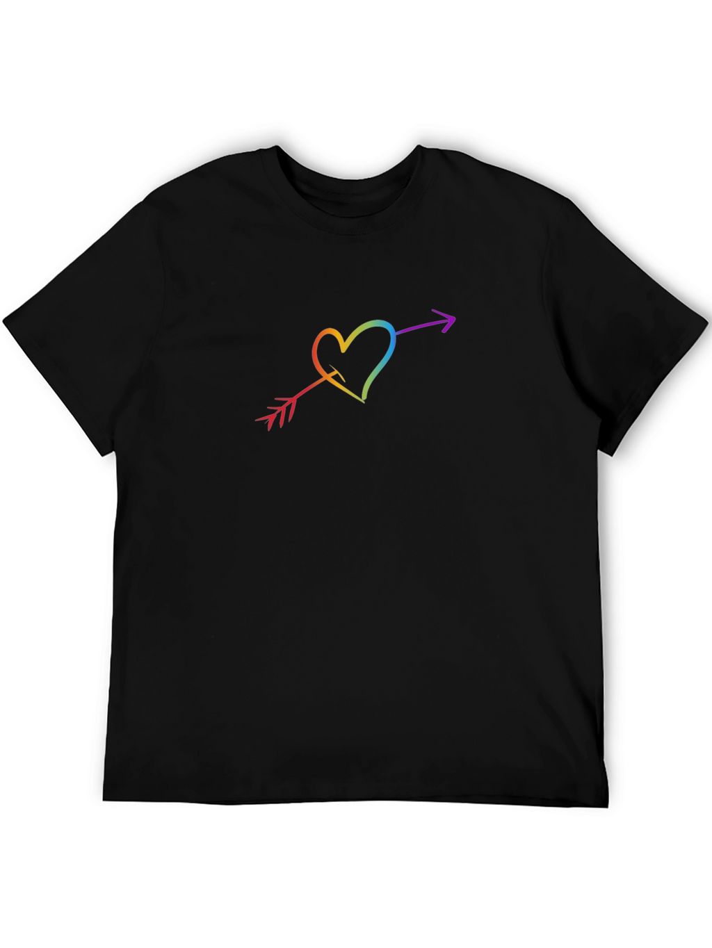 Rainbow Heart Arrow Graphic Black T-Shirt