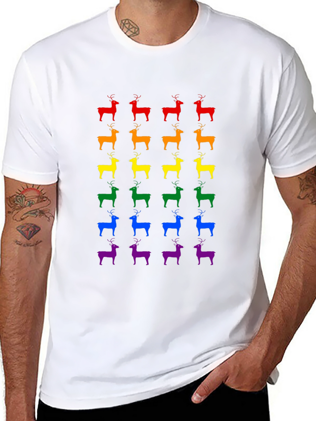 Rainbow Deer Pride T-Shirt - Soft Cotton Crew Neck